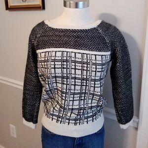 Loft Black & Ivory super soft alpaca geometric top